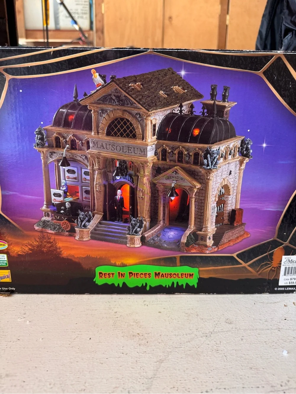 Lemax Halloween Mausoleum Decoration in Tan, Black, Brown